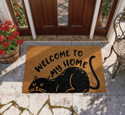 Welcome To My Home Doormat, Cat Welcome Mat, Funny Cat Door Mat, Cat Owner Doormat