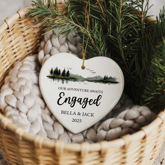 Personalized Engaged Ornament, Custom Names & Date Engagement Ornament, Wedding Keepsake