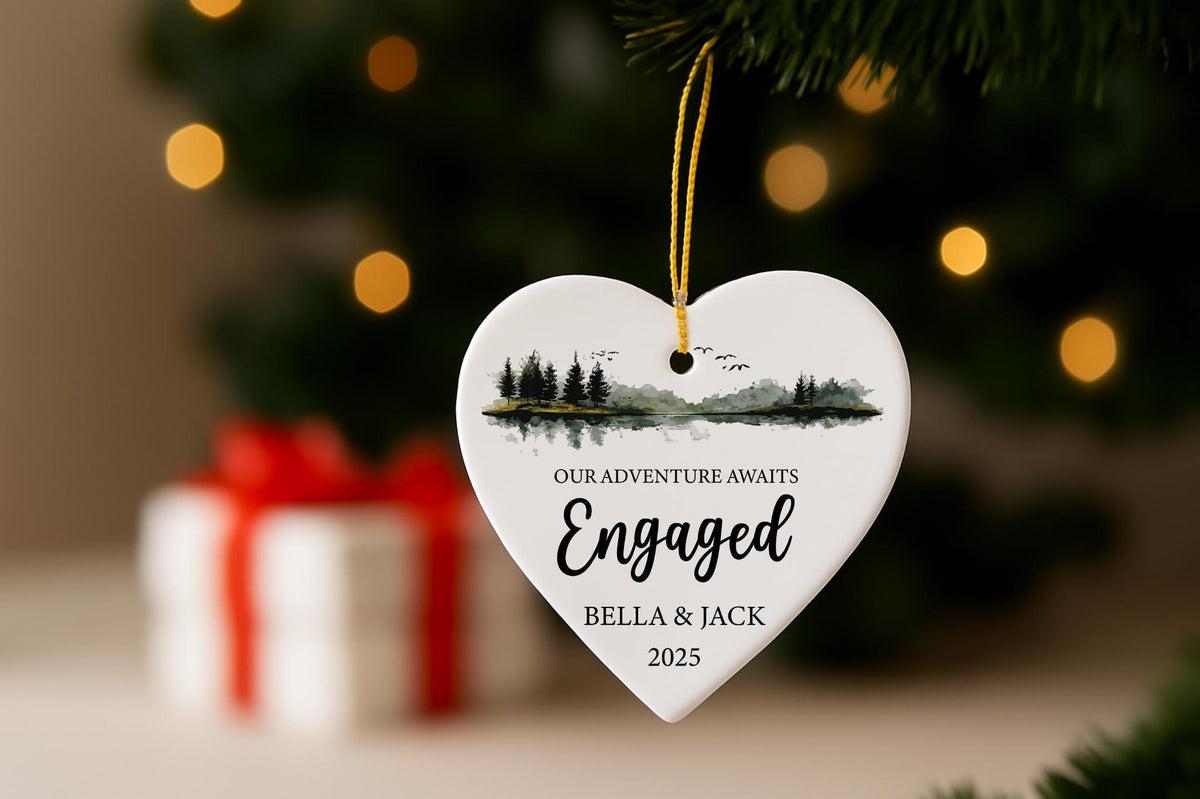 Personalized Engaged Ornament, Custom Names & Date Engagement Ornament, Wedding Keepsake