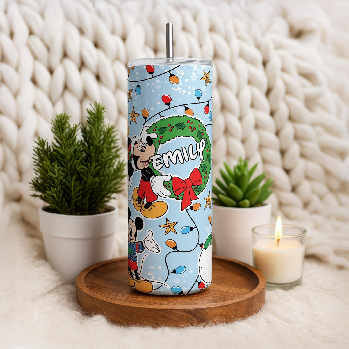 Personalized Cartoon Friends Christmas Kids Tumbler with Straw