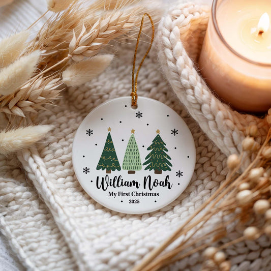 Personalized Christmas Tree Design Baby Ornament, My First Christmas Keepsake