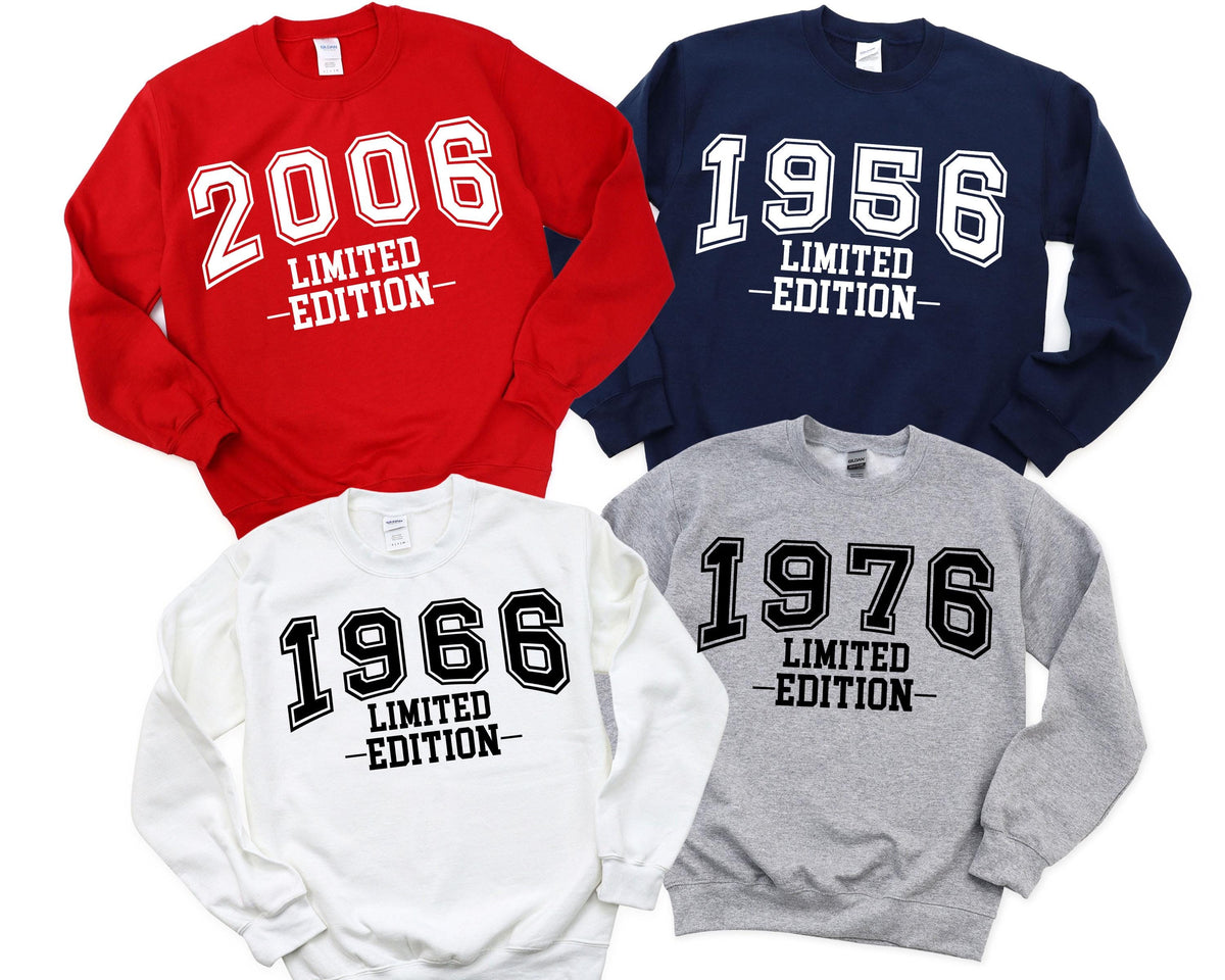 Personalized Vintage Birthday Sweatshirt, Funny Limited Edition Birthday Sweater, Custom Retro Year Birthday Hoodie, Happy Birthday Gift