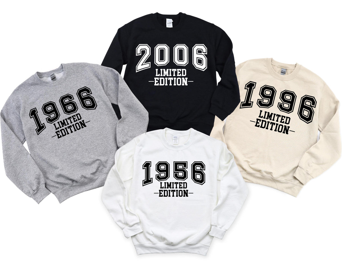 Personalized Vintage Birthday Sweatshirt, Funny Limited Edition Birthday Sweater, Custom Retro Year Birthday Hoodie, Happy Birthday Gift
