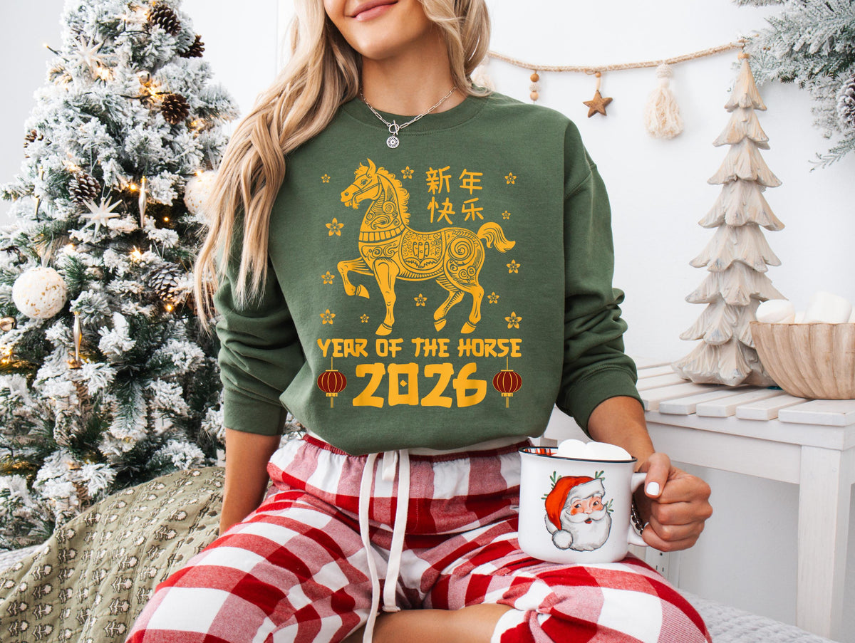 Horse New Year Sweatshirt, China New Year 2026 Sweater, Chinese Zodiac Sweater, Horse Year Hoodie, Lunar New Year Horse Gift Sweater