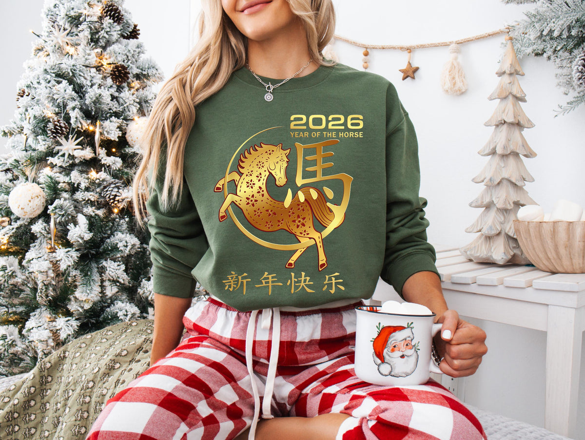 Happy Chinese New Year Sweatshirt, Zodiac Year of the Horse Sweater, New Year Horse Year 2026 Sweater, Lunar Chinese New Year Hoodie