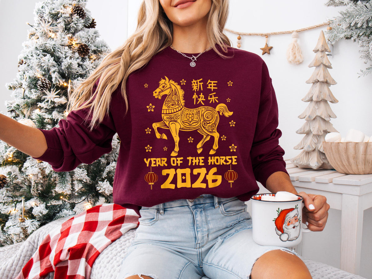 Horse New Year Sweatshirt, China New Year 2026 Sweater, Chinese Zodiac Sweater, Horse Year Hoodie, Lunar New Year Horse Gift Sweater