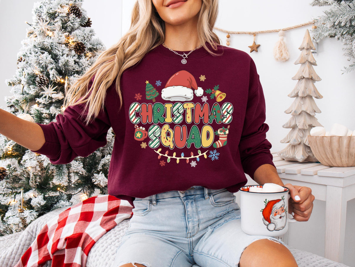 Family Matching Christmas Squad Sweatshirt, Christmas Crew 2026 Sweater, Merry Christmas Santa Hat Sweatshirt, Xmas Squad Group Hoodie