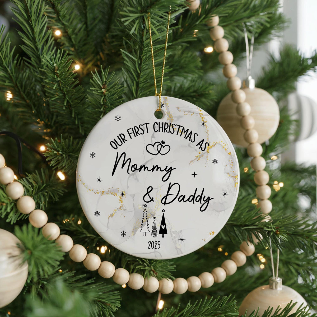 Mommy and Daddy First Christmas Ornament, New Parent Keepsake