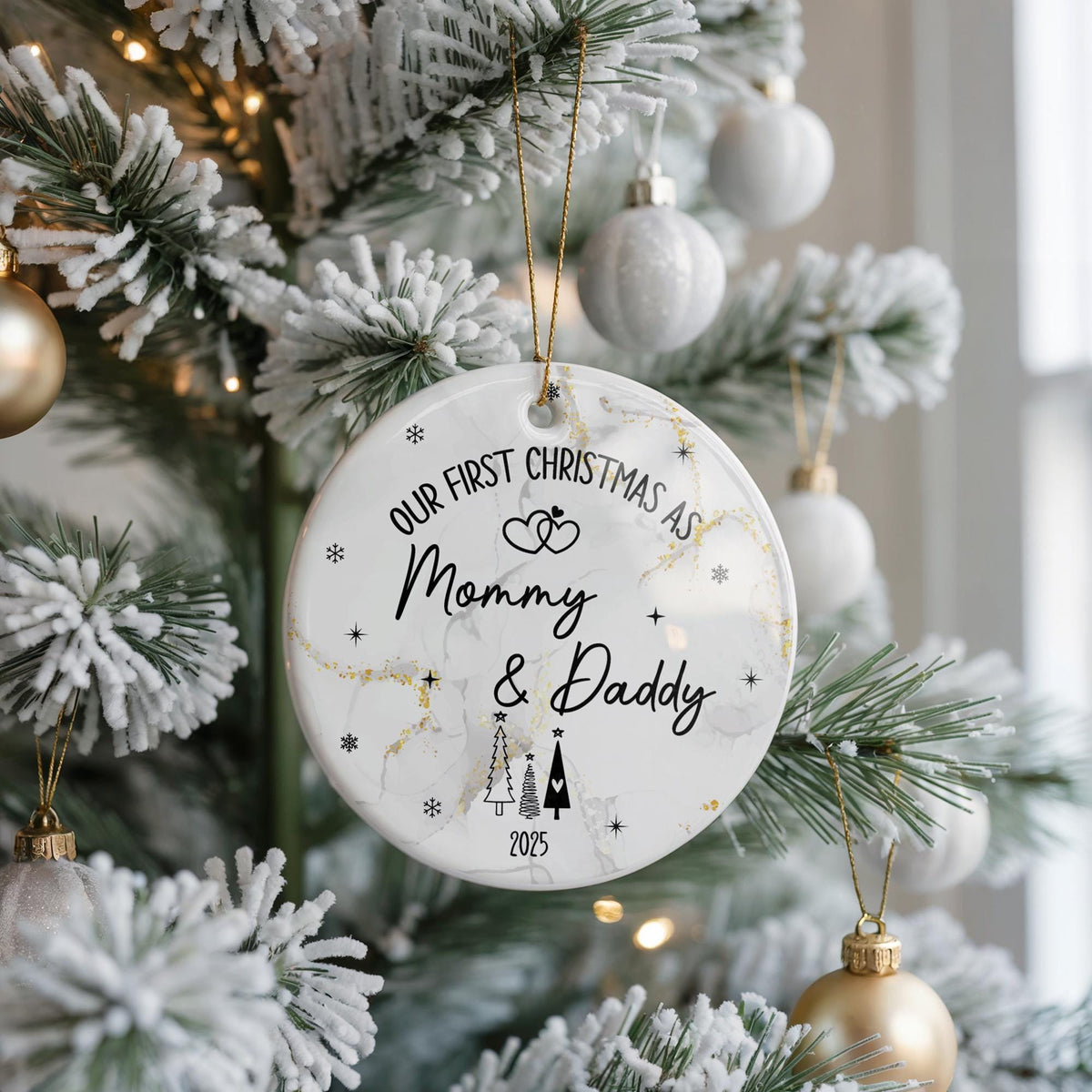 Mommy and Daddy First Christmas Ornament, New Parent Keepsake