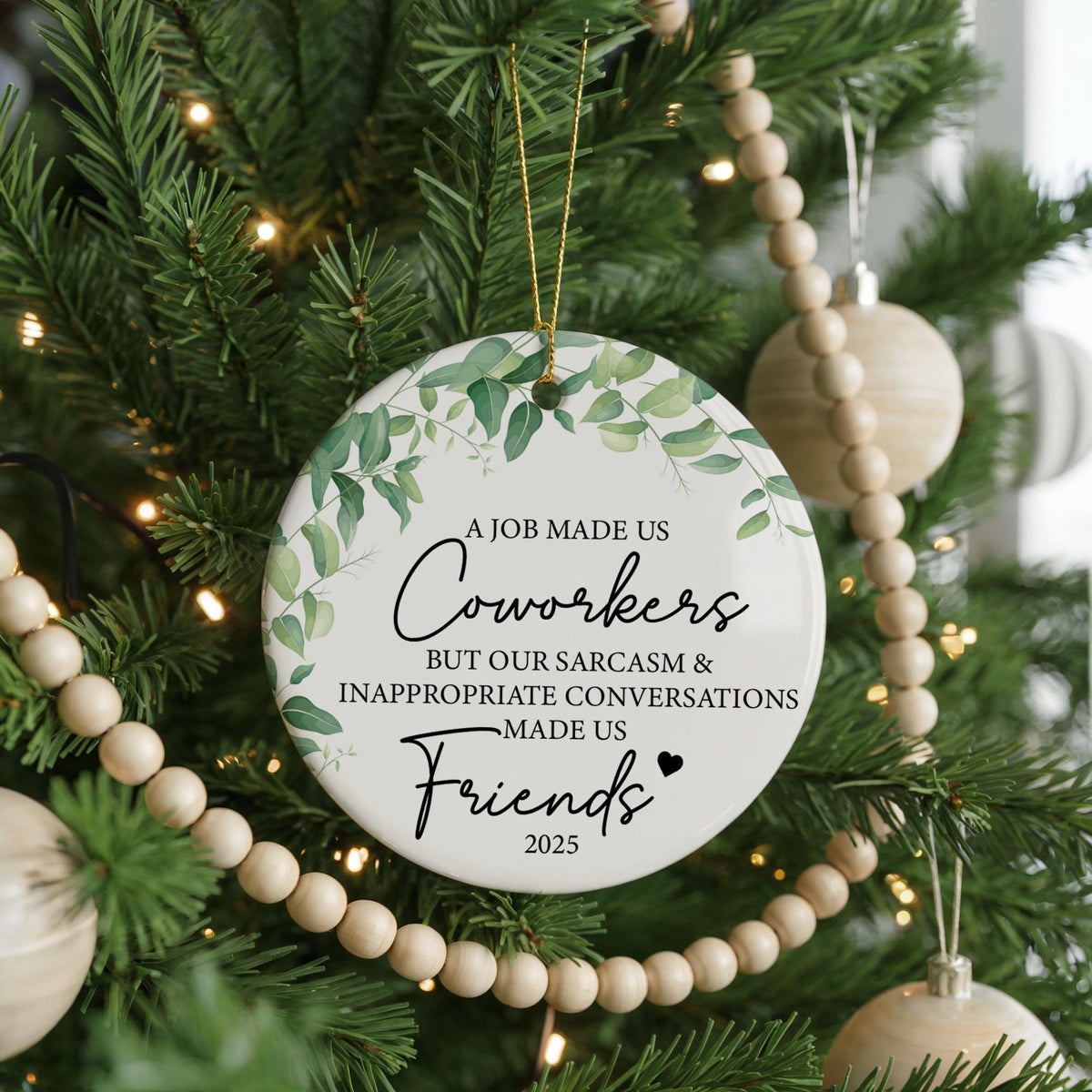 Coworker Christmas Ornament, Job Made Us Friends, Ceramic Keepsake