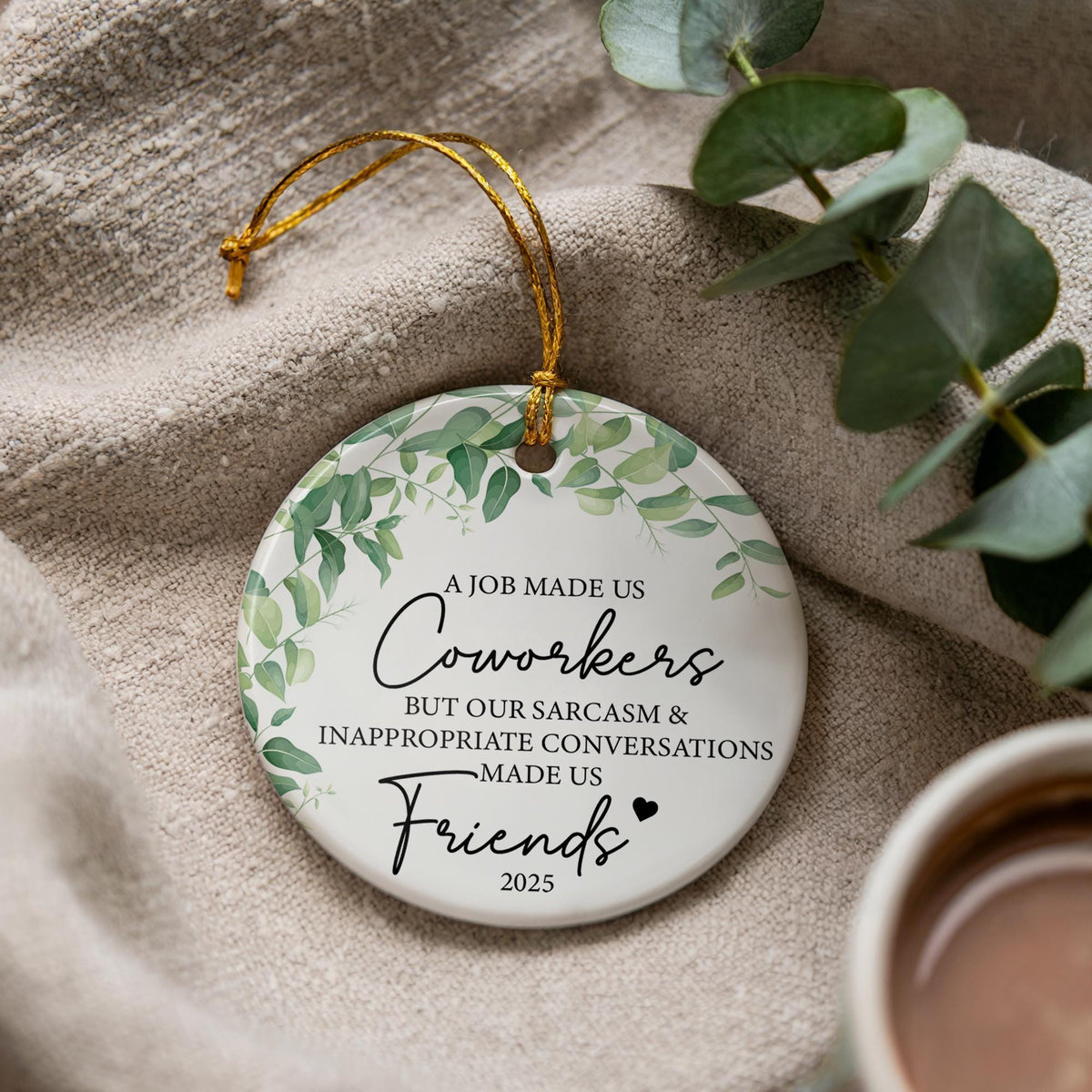 Coworker Christmas Ornament, Job Made Us Friends, Ceramic Keepsake