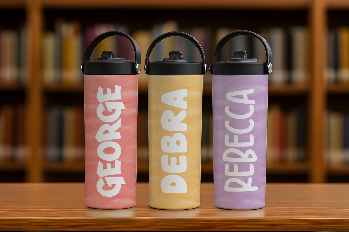 Customizable Kids Tumbler With Foldable Straw, Personalized Kids Water Bottle