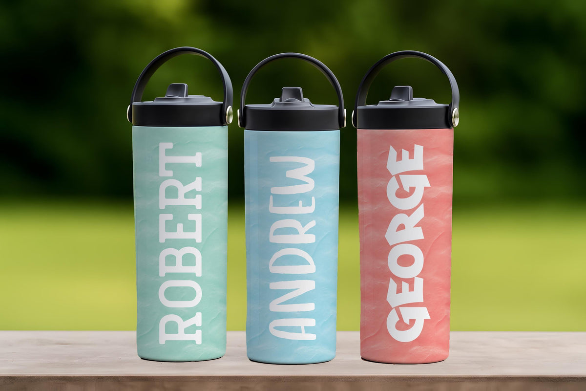 Customizable Kids Tumbler With Foldable Straw, Personalized Kids Water Bottle