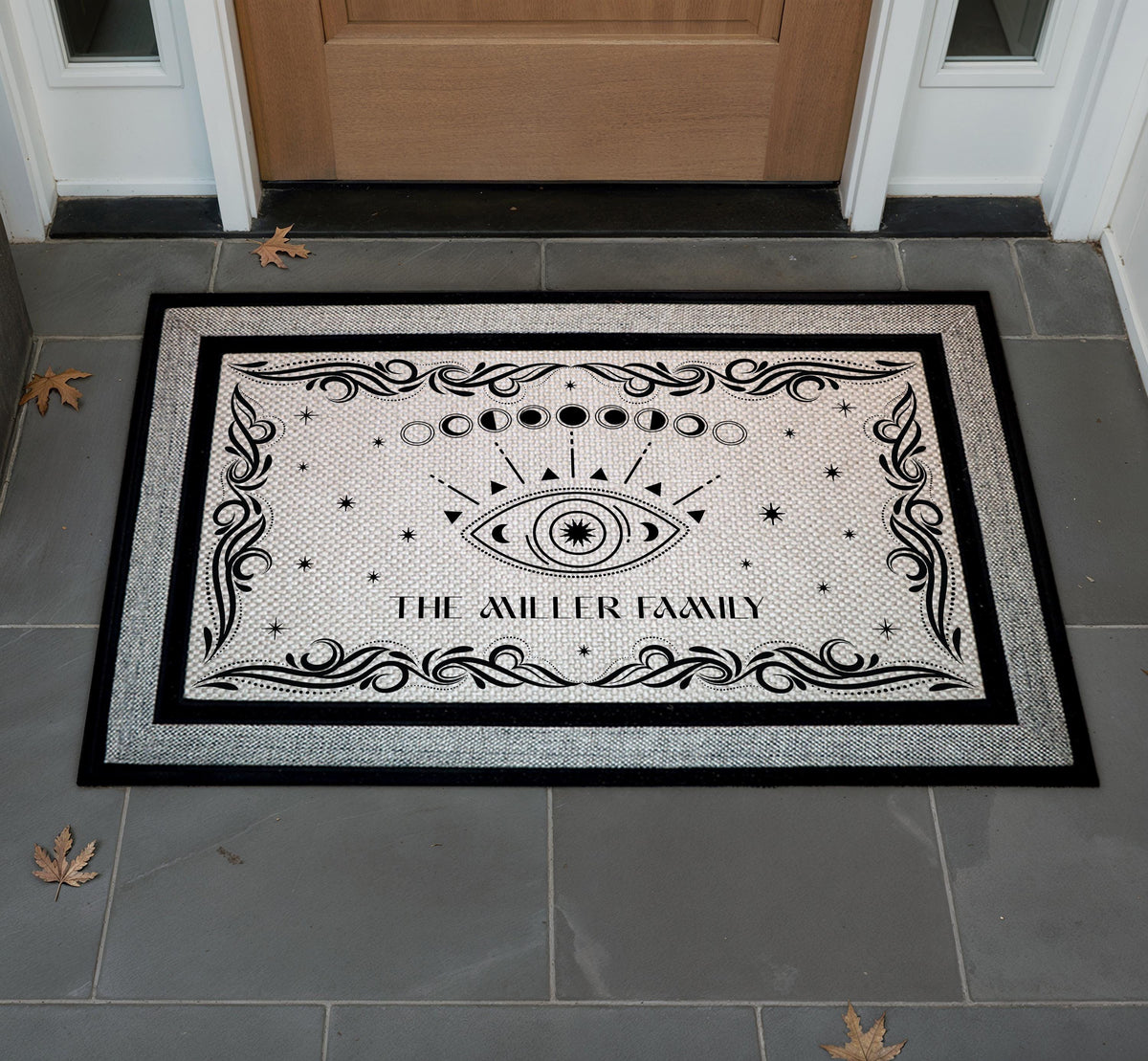Personalized Celestial Doormat, Moon Phase Welcome Mat
