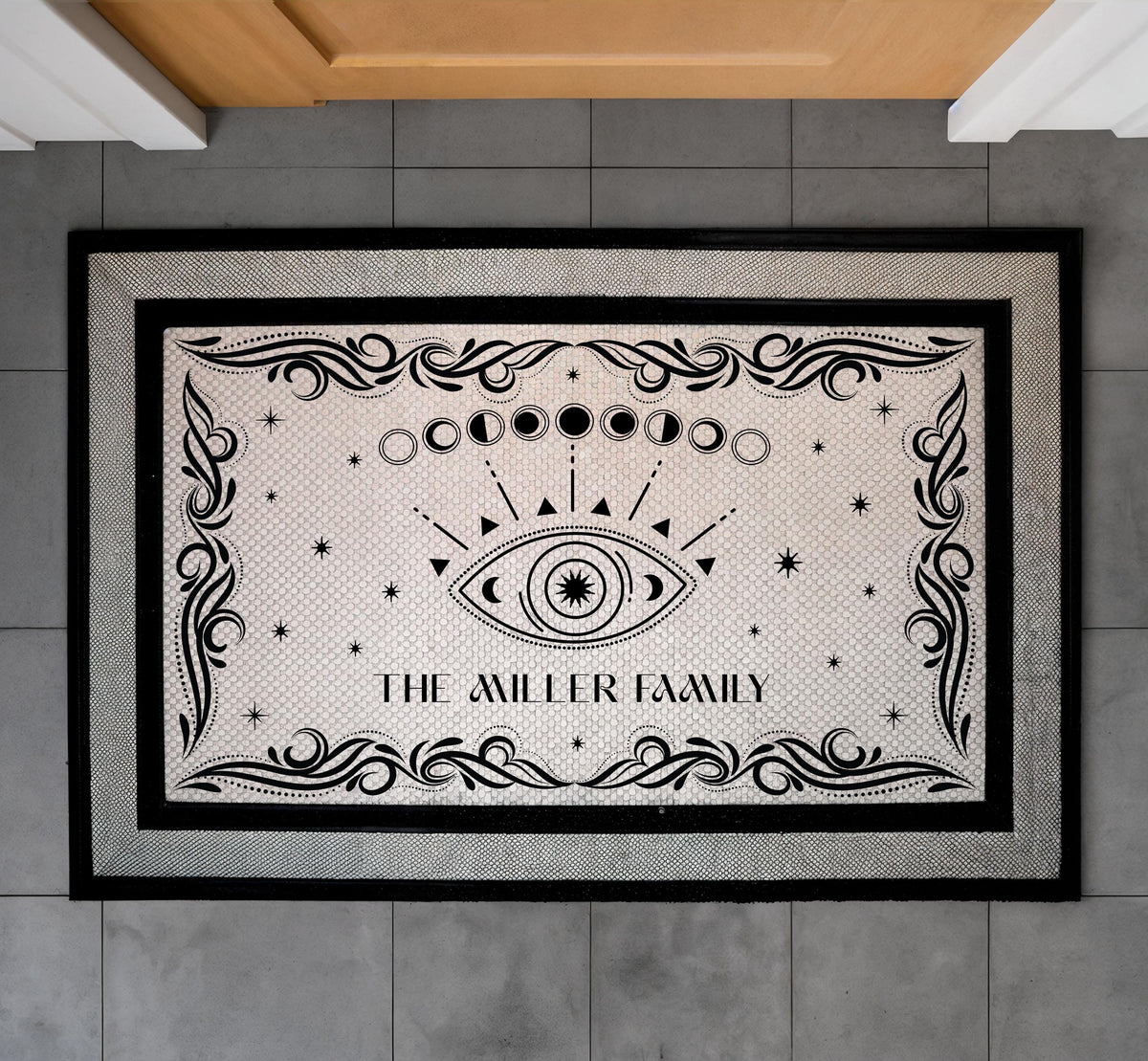 Personalized Celestial Doormat, Moon Phase Welcome Mat