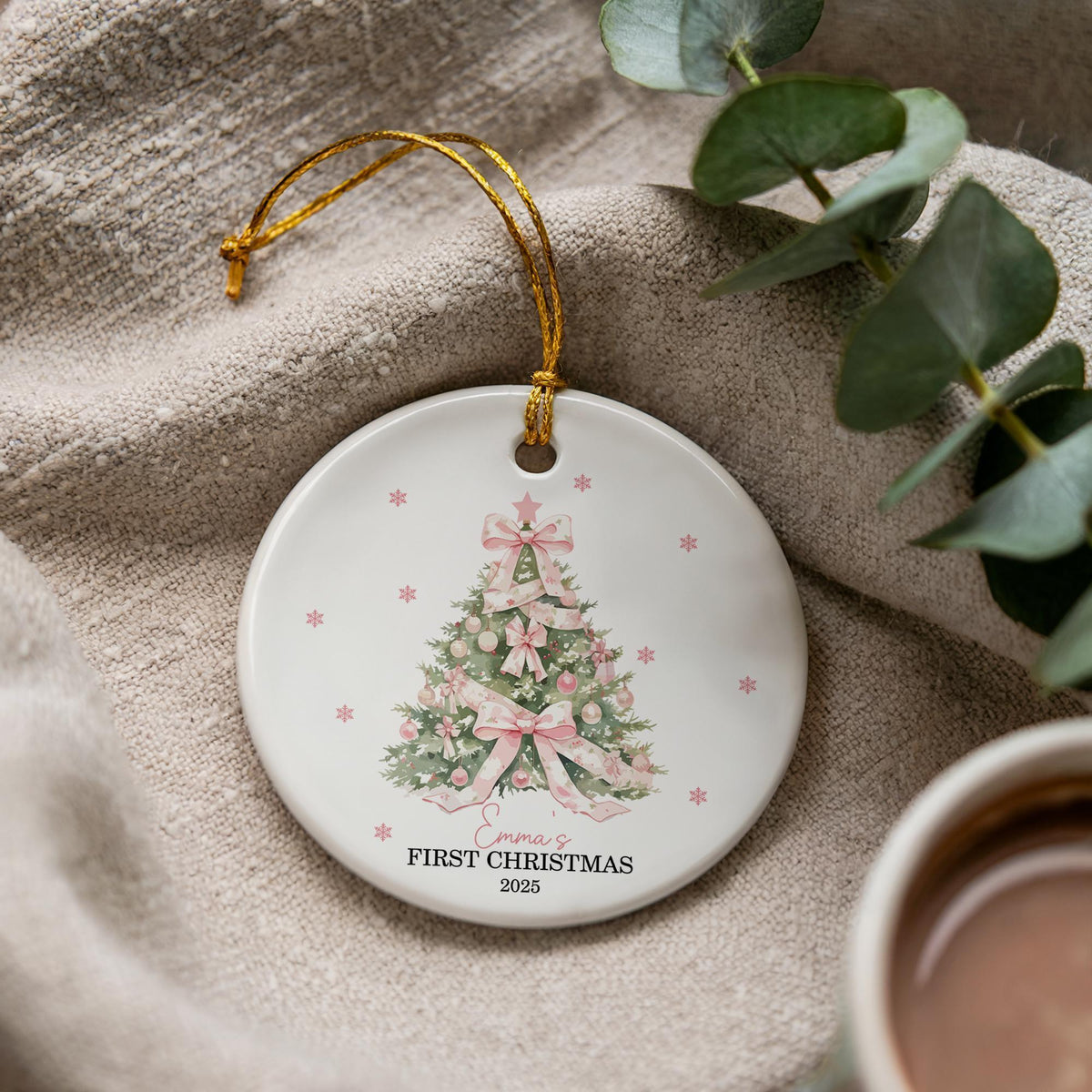 Baby's First Christmas Ornament, Custom Ceramic Keepsake