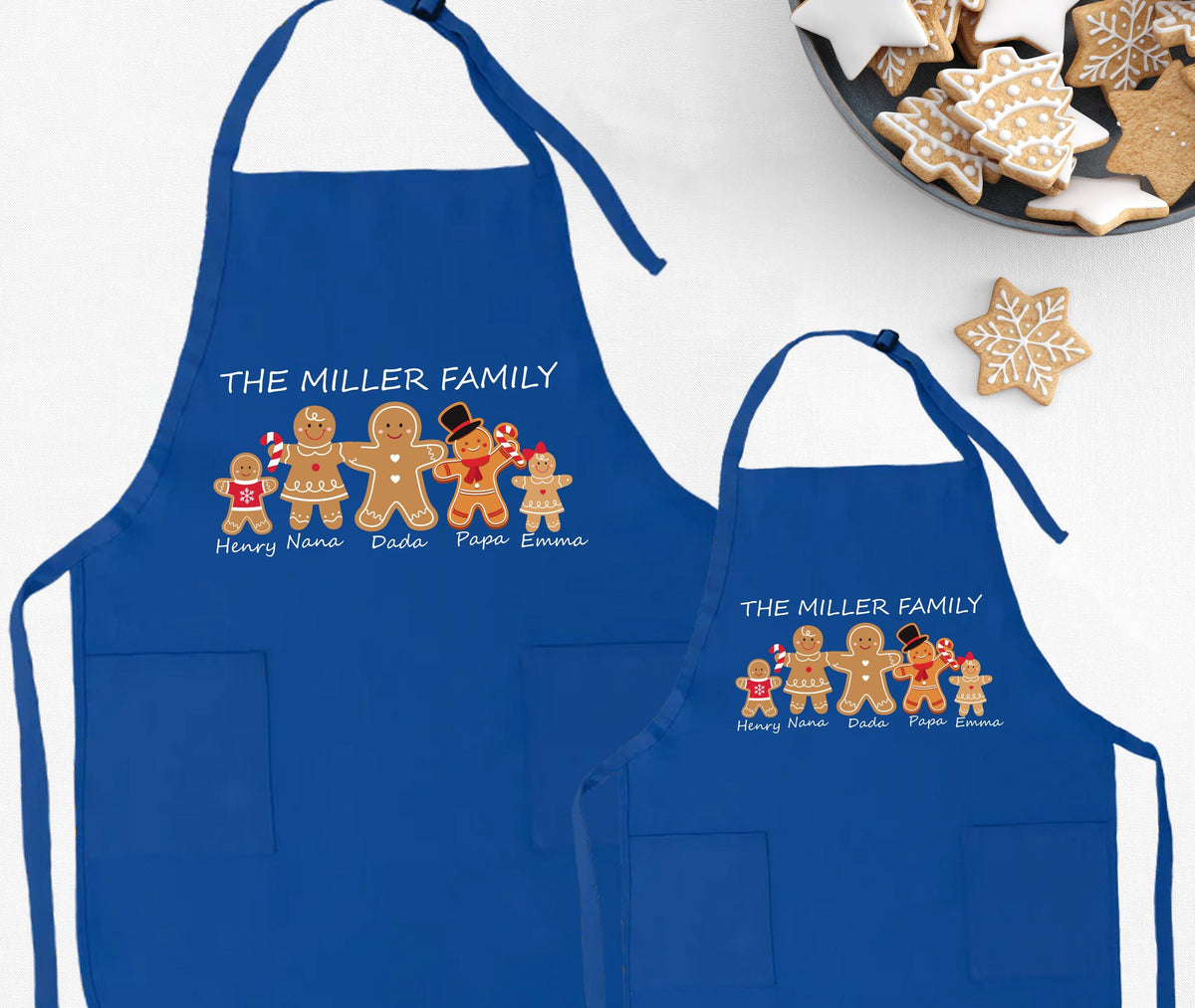 Gingerbread Family Apron, Custom Christmas Apron Gift, XMAS Cookie Matching Apron Set
