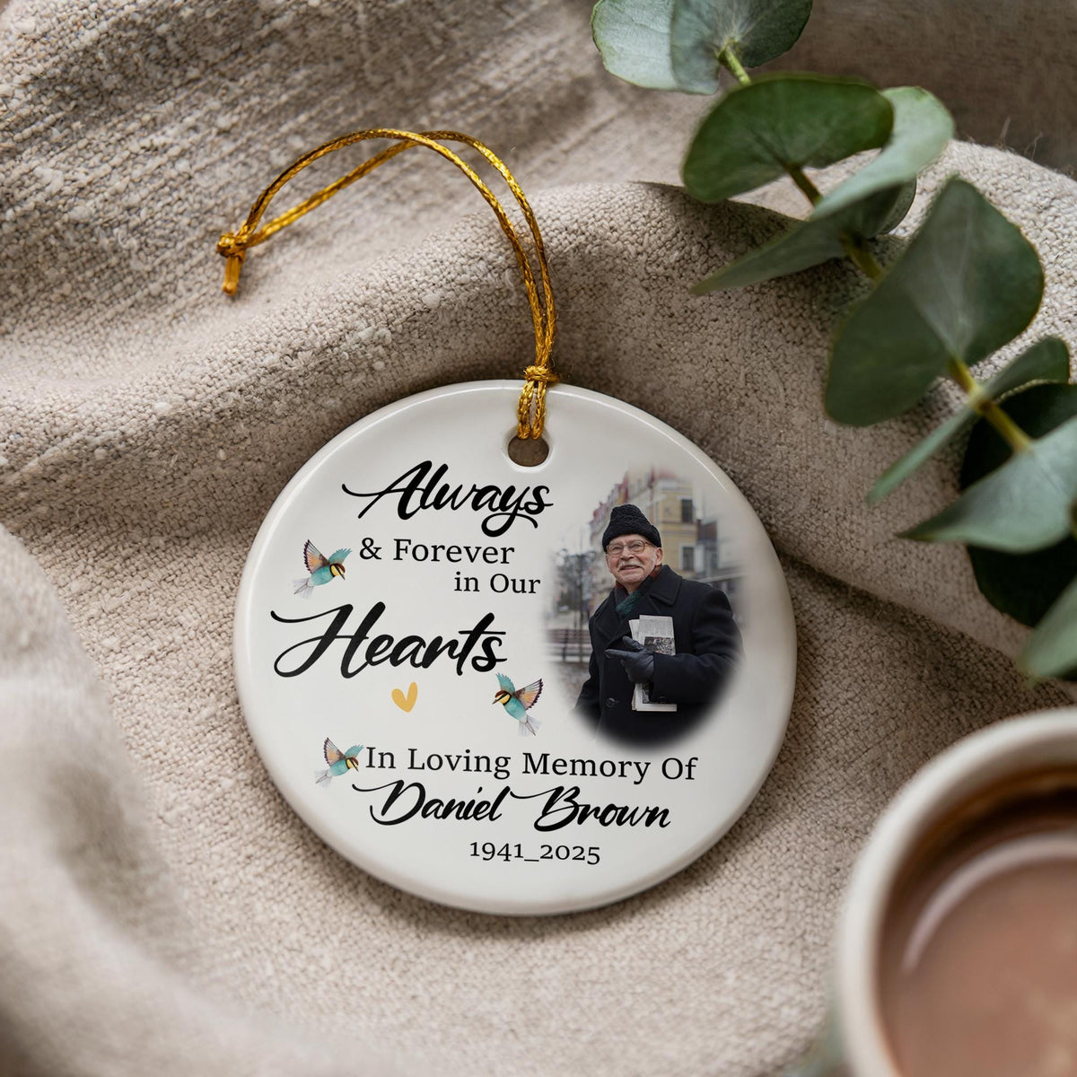Personalized Memorial Photo Ornament, In Loving Memory Keepsake