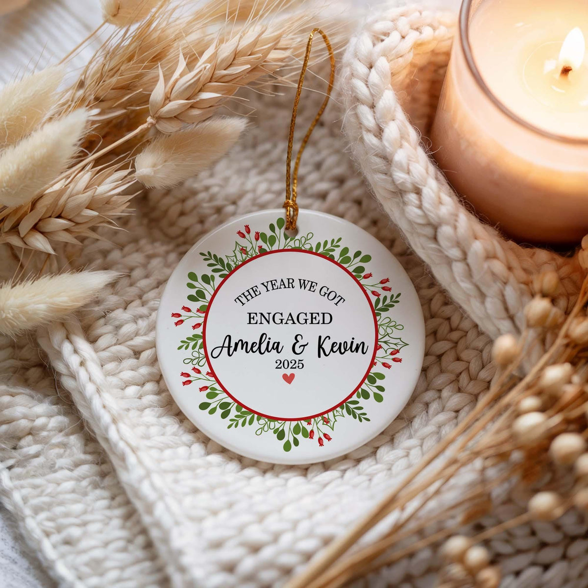 Personalized The Year We Got Engaged Ornament, Engaged Couple Christmas Keepsake