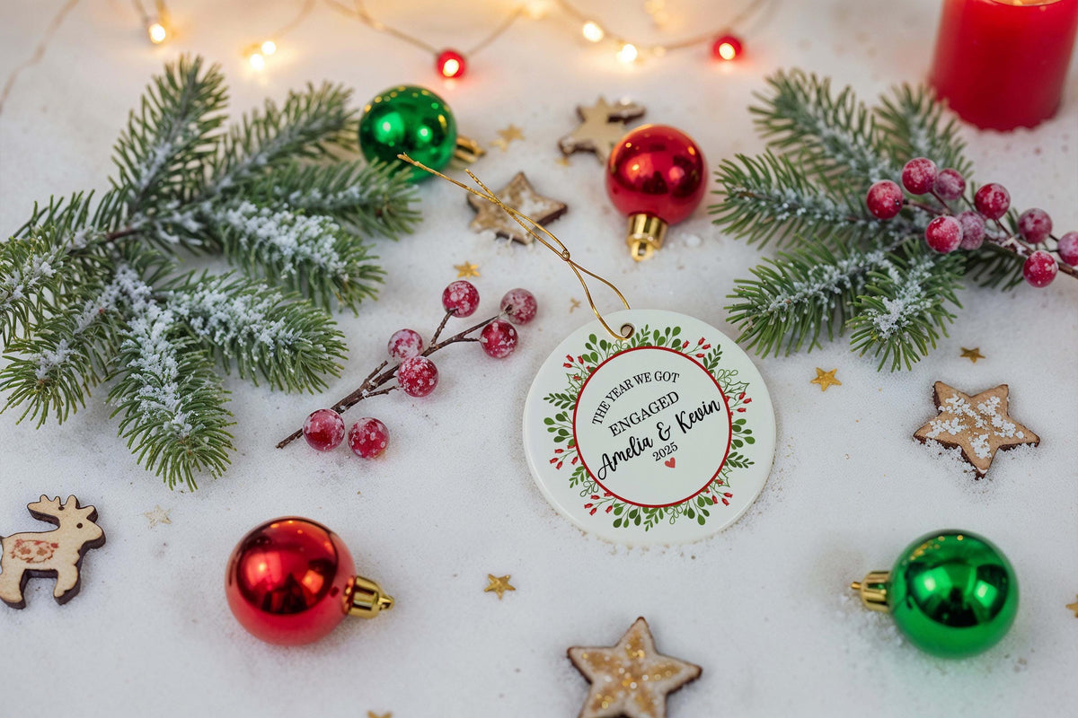 Personalized The Year We Got Engaged Ornament, Engaged Couple Christmas Keepsake