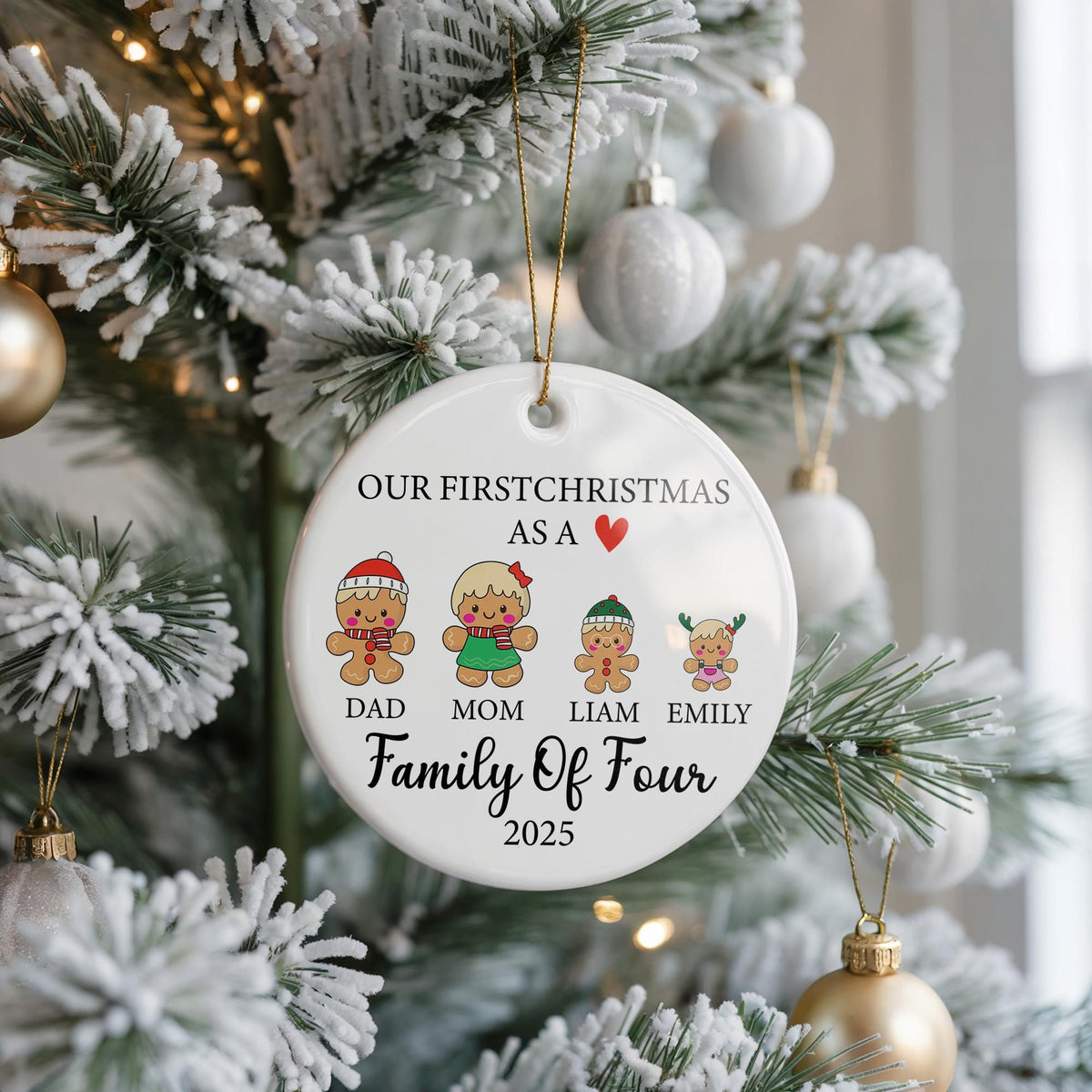 Personalized Family Christmas Ornament, Custom Ceramic Keepsake