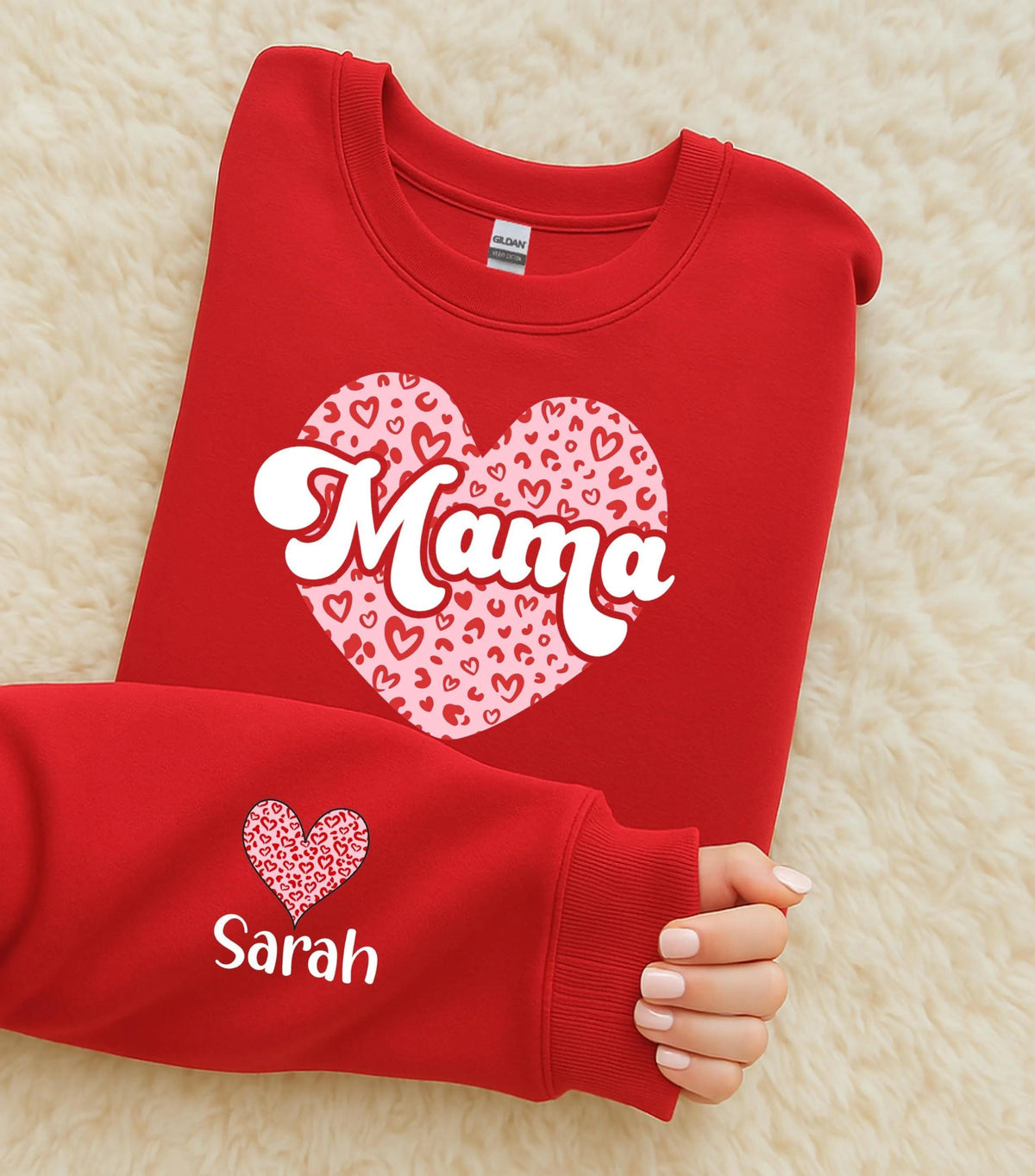 Personalized Leopard Heart Mama Shirt