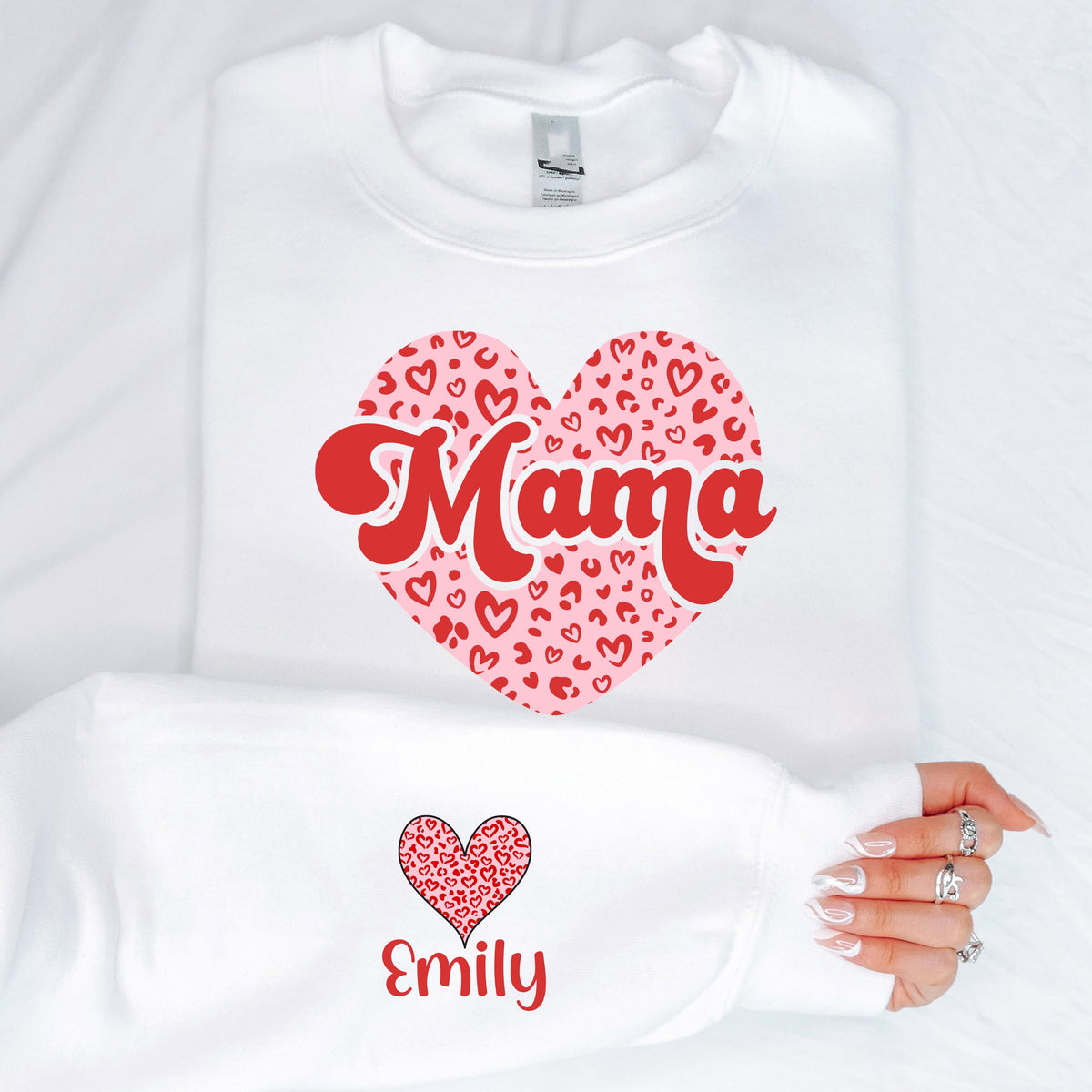 Personalized Leopard Heart Mama Shirt
