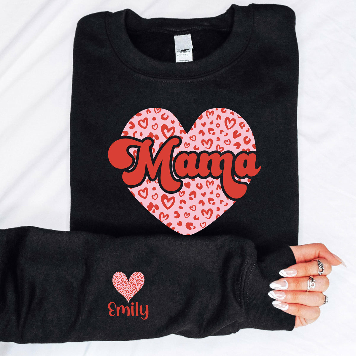 Personalized Leopard Heart Mama Shirt