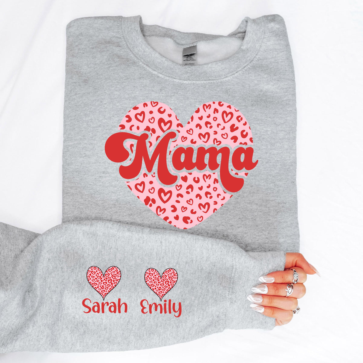 Personalized Leopard Heart Mama Shirt