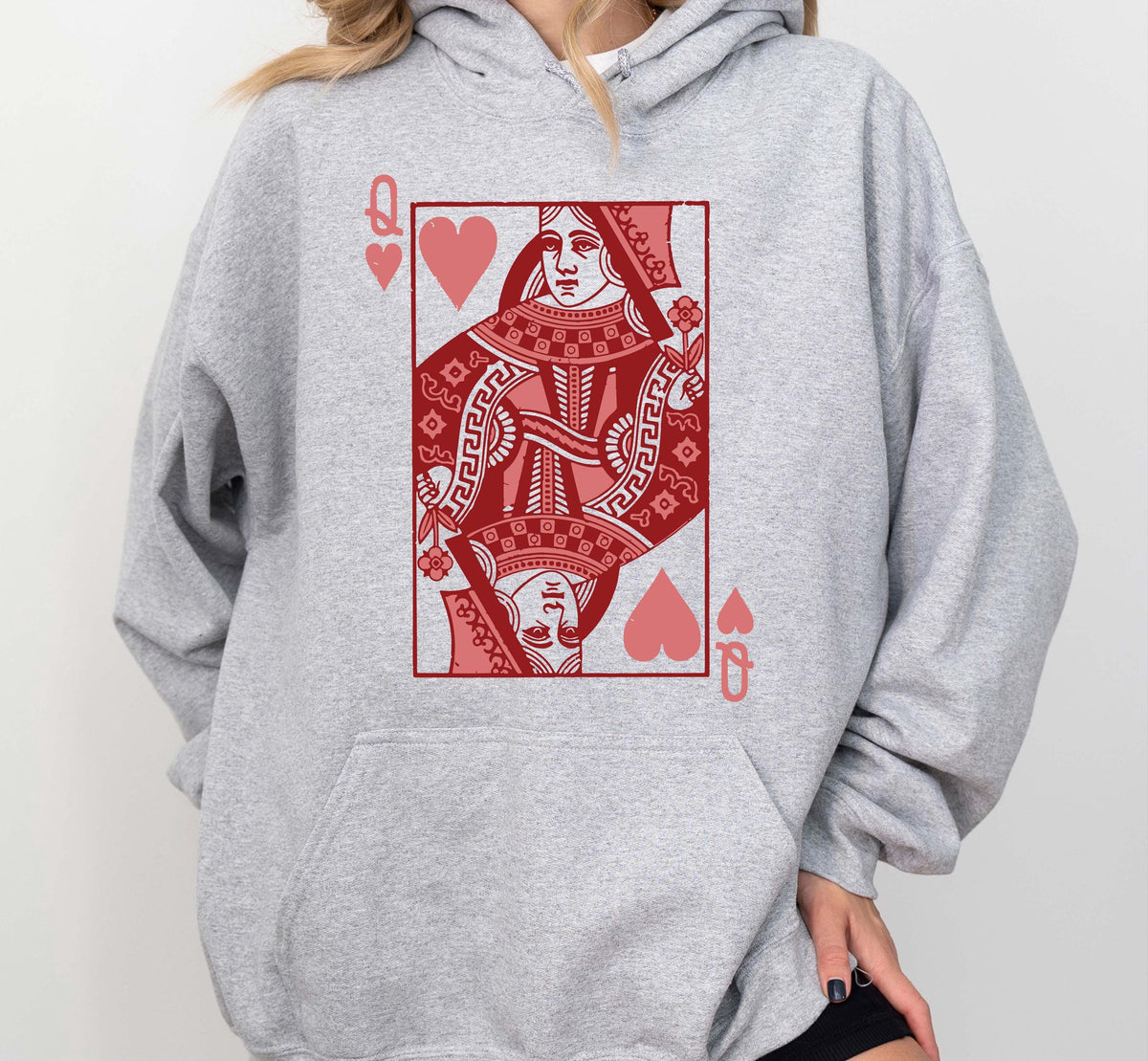 Queen and King of Hearts Sweatshirt, Playing Card Lovers Hoodie, Valentine's Day Sweater, Valentines Gift, Couple Vacation Matching Crewneck