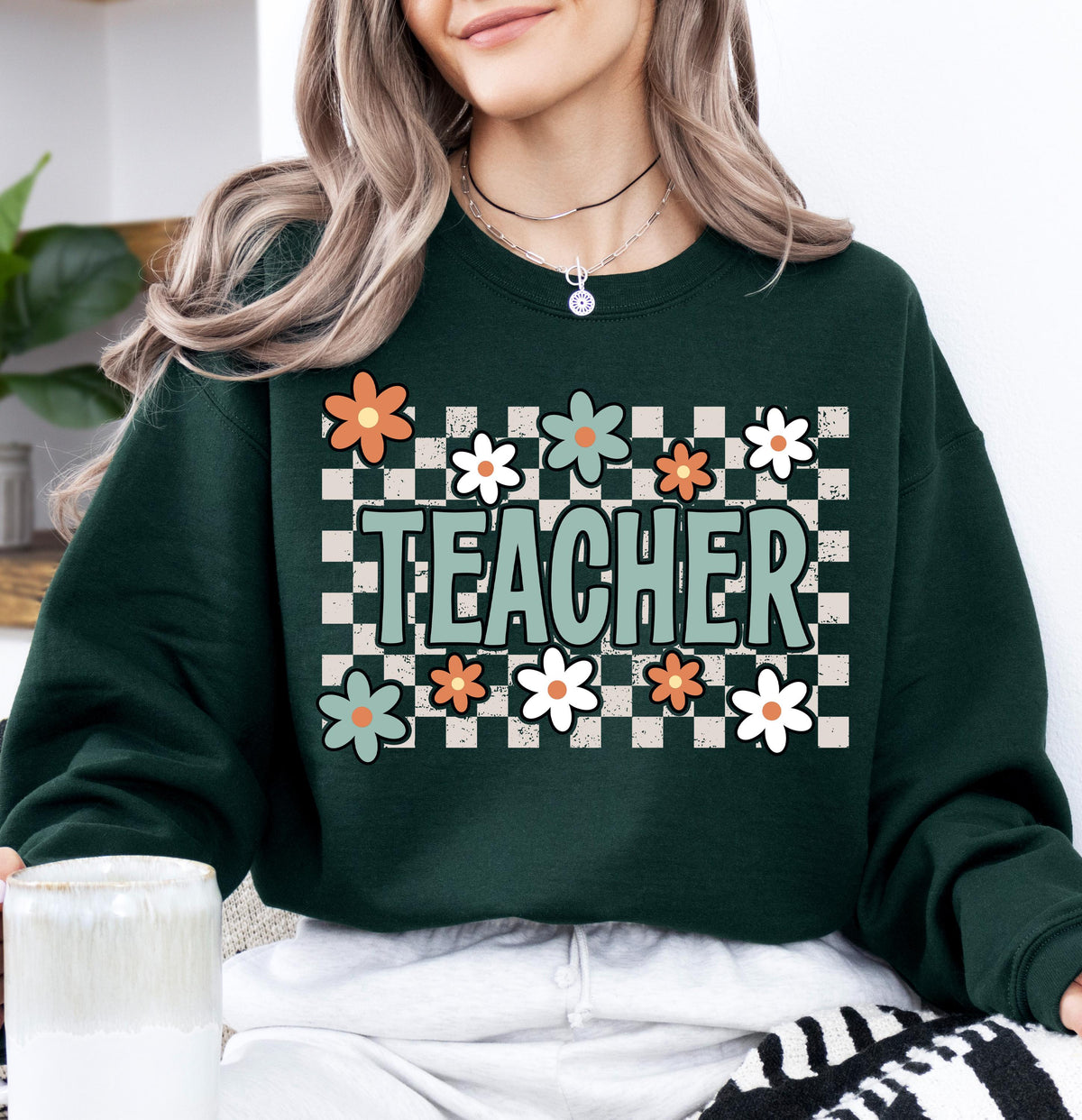 Floral Teacher Sweatshirt, Boho Teacher Hoodie, Teacher Appreciation Sweat, Back to School Gift, School Life Crewneck, Teacher Team Sweater