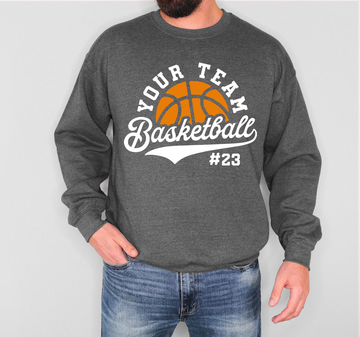 Custom Basketball Sweatshirt, Basketball Player Sweater, Basketball Lover Gift, Basketball Your Team Hoodie, Basketball Season Crewneck