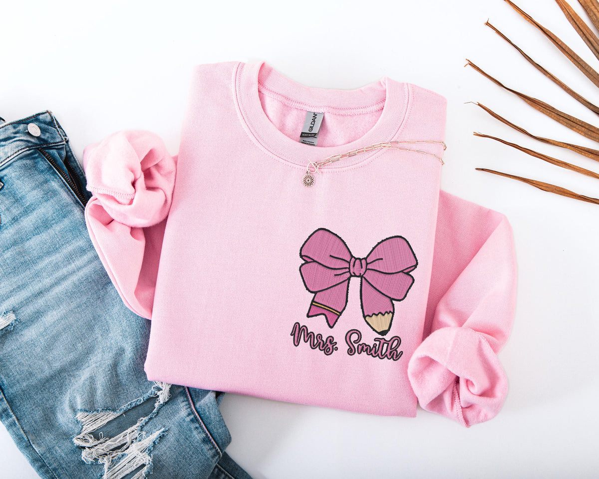 Custom Teacher Embroidery Sweatshirt, Teacher Team Embroidered Sweater, Elementary Teacher Hoodie, New Teacher Gift, Teacher Squad Sweater