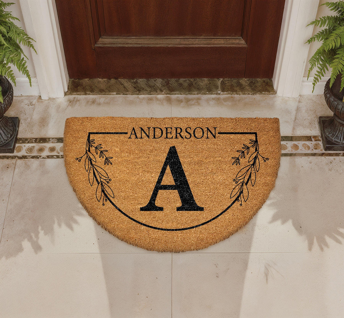 Personalized Monogram Doormat, Custom Family Name Welcome Mat, Natural Coir Home Entryway Rug