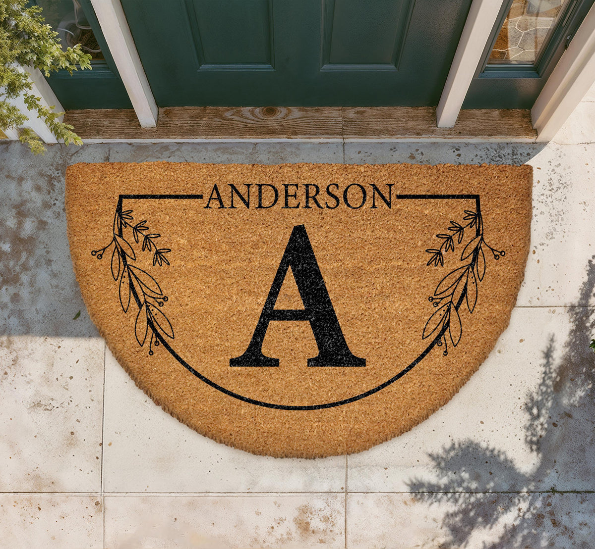Personalized Monogram Doormat, Custom Family Name Welcome Mat, Natural Coir Home Entryway Rug