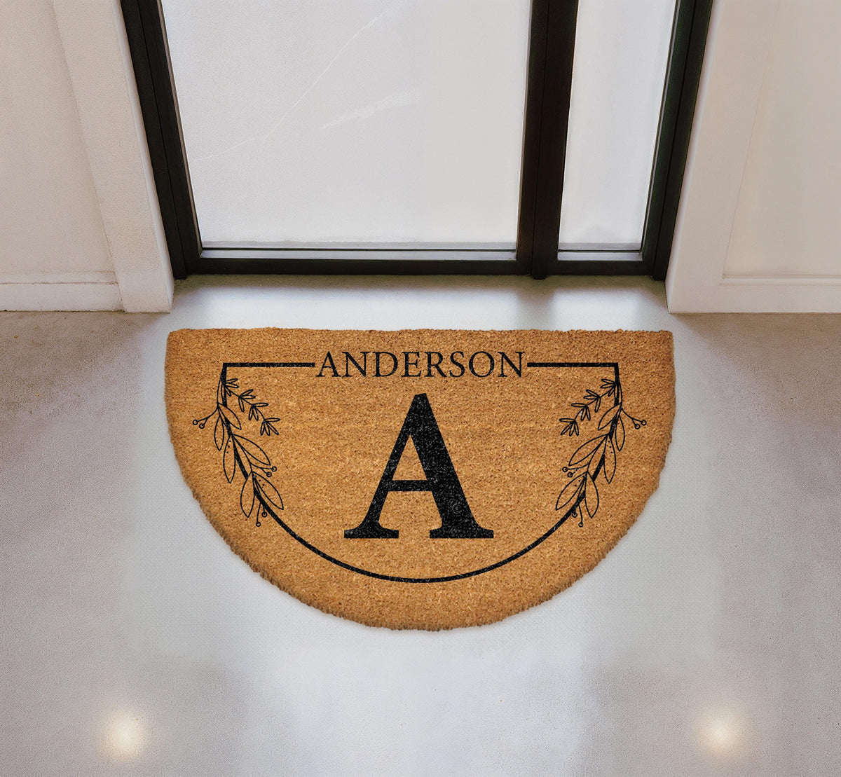 Personalized Monogram Doormat, Custom Family Name Welcome Mat, Natural Coir Home Entryway Rug