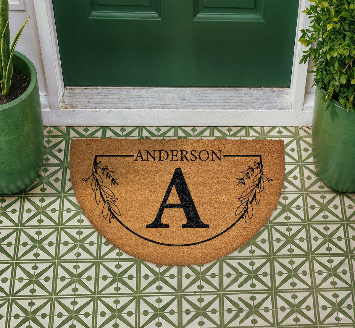 Personalized Monogram Doormat, Custom Family Name Welcome Mat, Natural Coir Home Entryway Rug