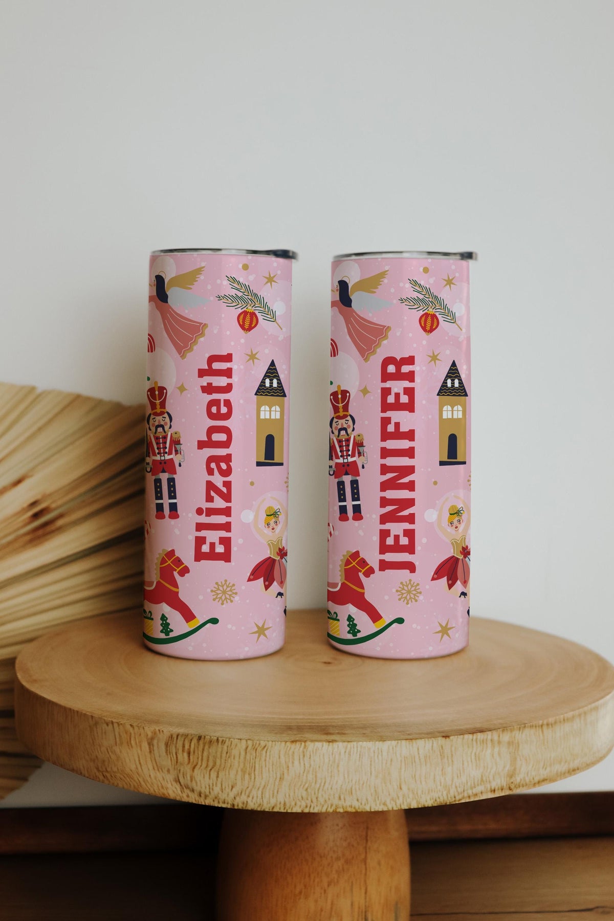 Pink Nutcracker Christmas Tumbler, Ballerinas Mouse King Tumblers with Straw