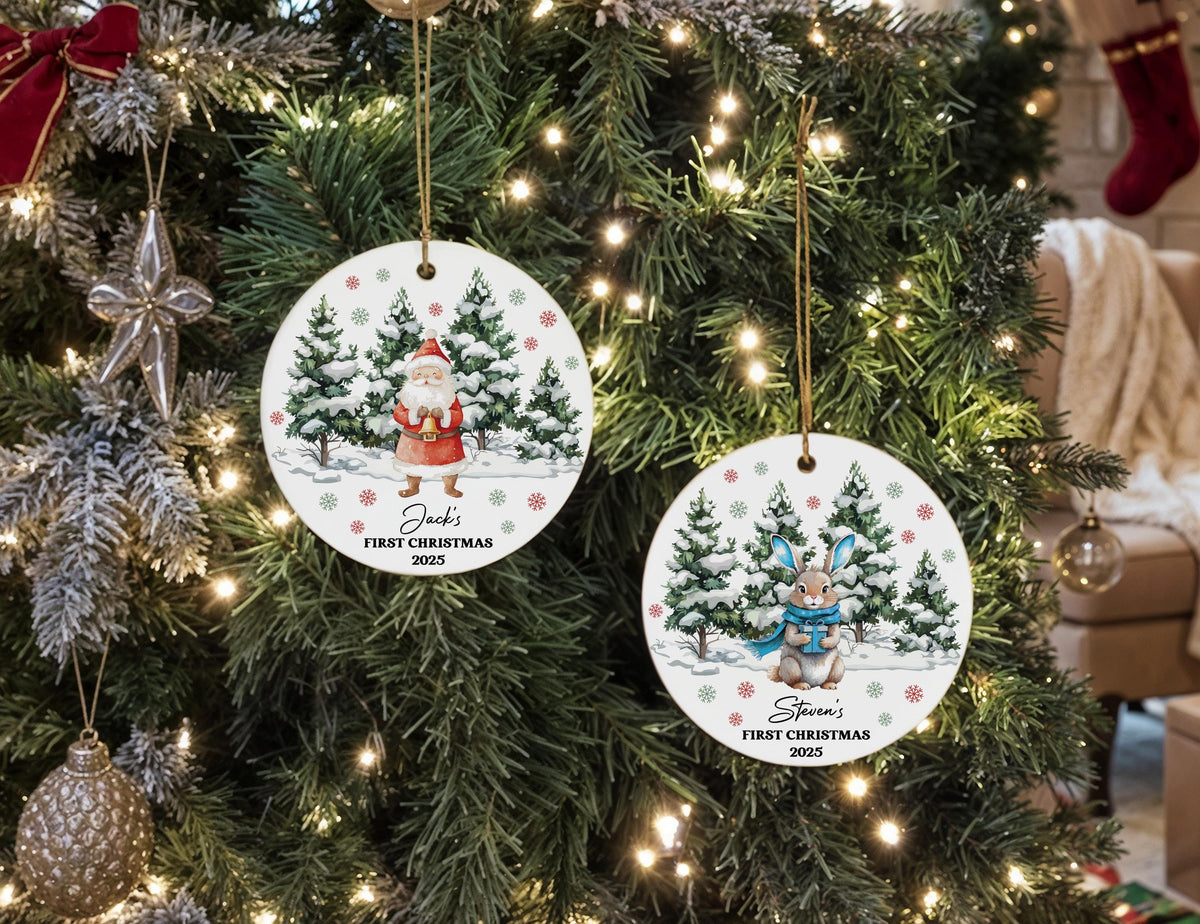 Personalized Baby's First Christmas Ornament, Ceramic Keepsake