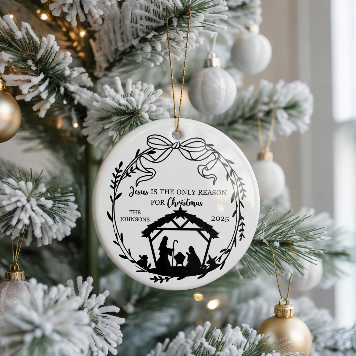 Personalized Nativity Ornament, Custom Family Keepsake, Religious Christmas Gift