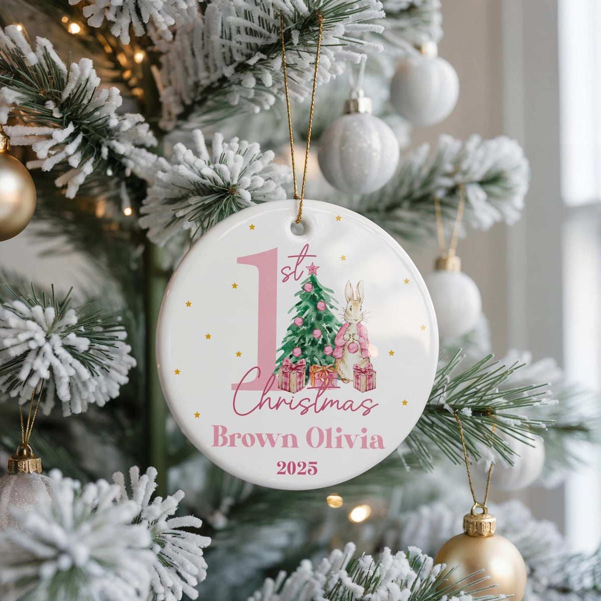 Personalized Baby's First Christmas Ornament, Ceramic Keepsake