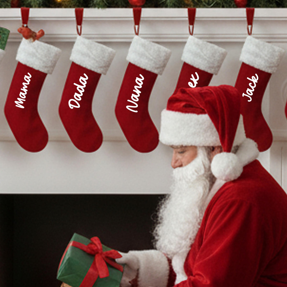 Custom Christmas Stockings, Xmas Family Stocking, Holiday Fireplace Decor Gifts