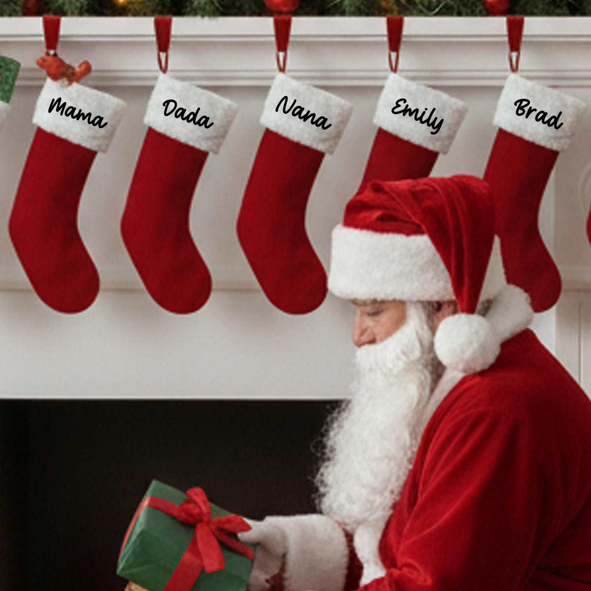 Personalized Xmas Stockings, Christmas Family Stocking, Holiday Fireplace Decor Gift