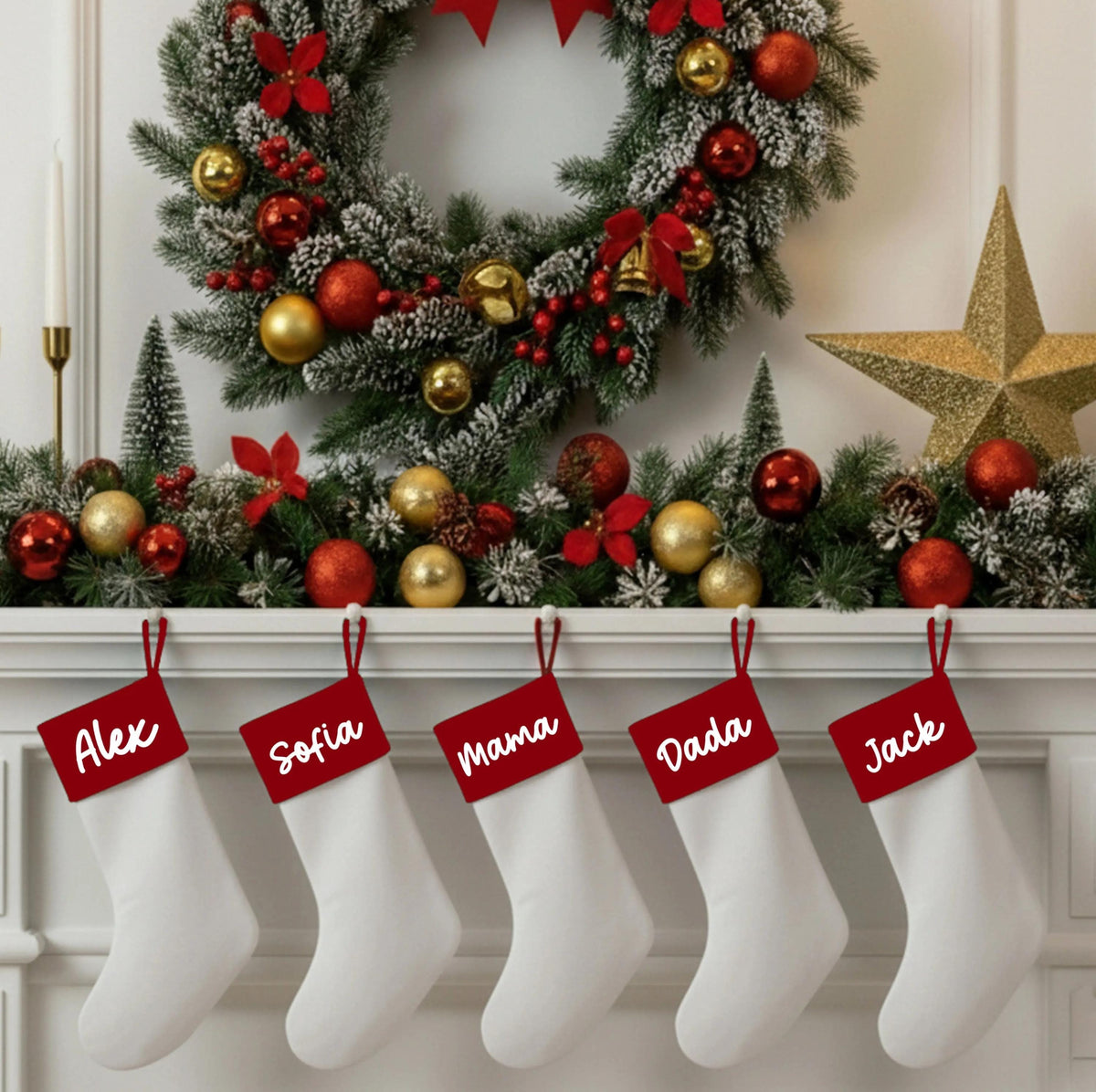 Personalized Xmas Stockings, Christmas Family Stocking, Holiday Fireplace Decor Gift