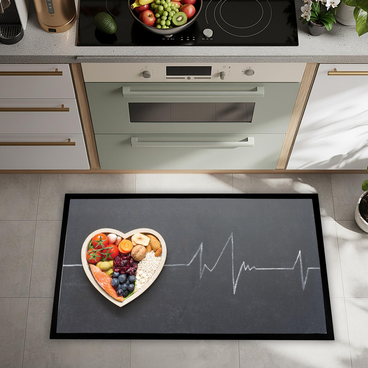 Fruit Print Kitchen Rug - Colorful, Easy to Clean, Non-Slip Mat
