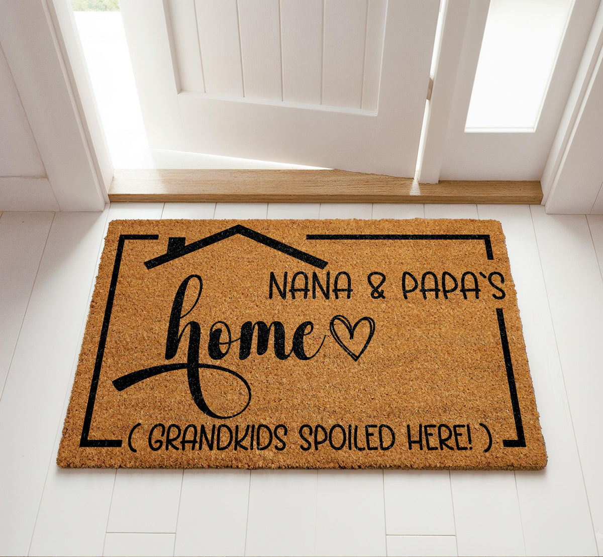 Nana & Papa's Home Welcome Mat, Grandkids Spoiled Here Doormat