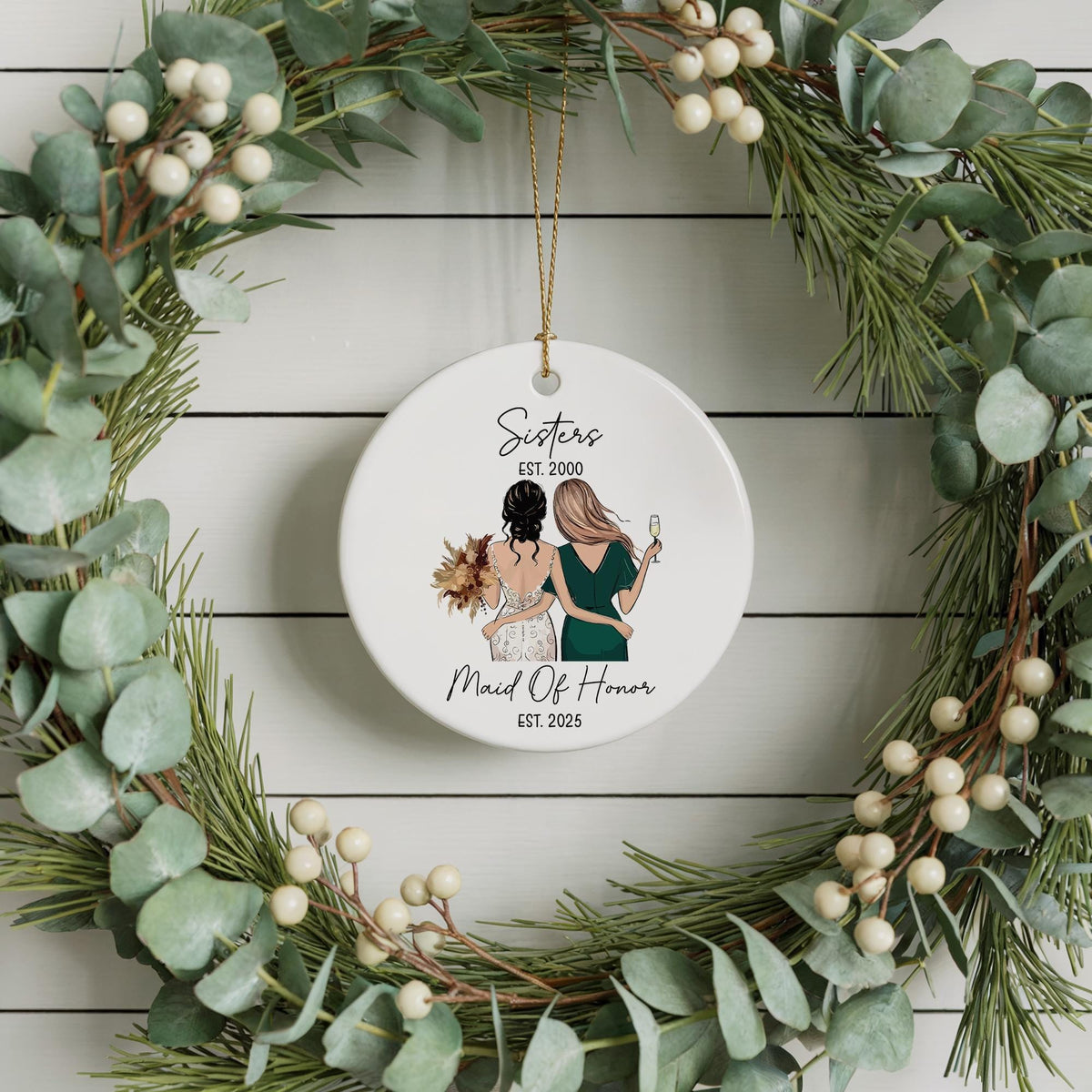 Personalized Sister Maid of Honor Ornament, Custom Bridesmaid Proposal Gift