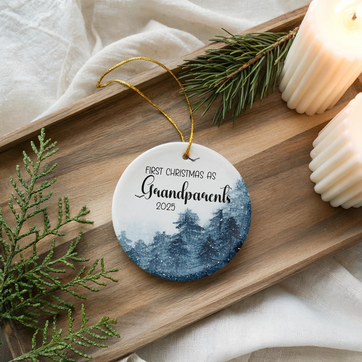 First Christmas as Grandparents Ornament, Personalized Ceramic Keepsake