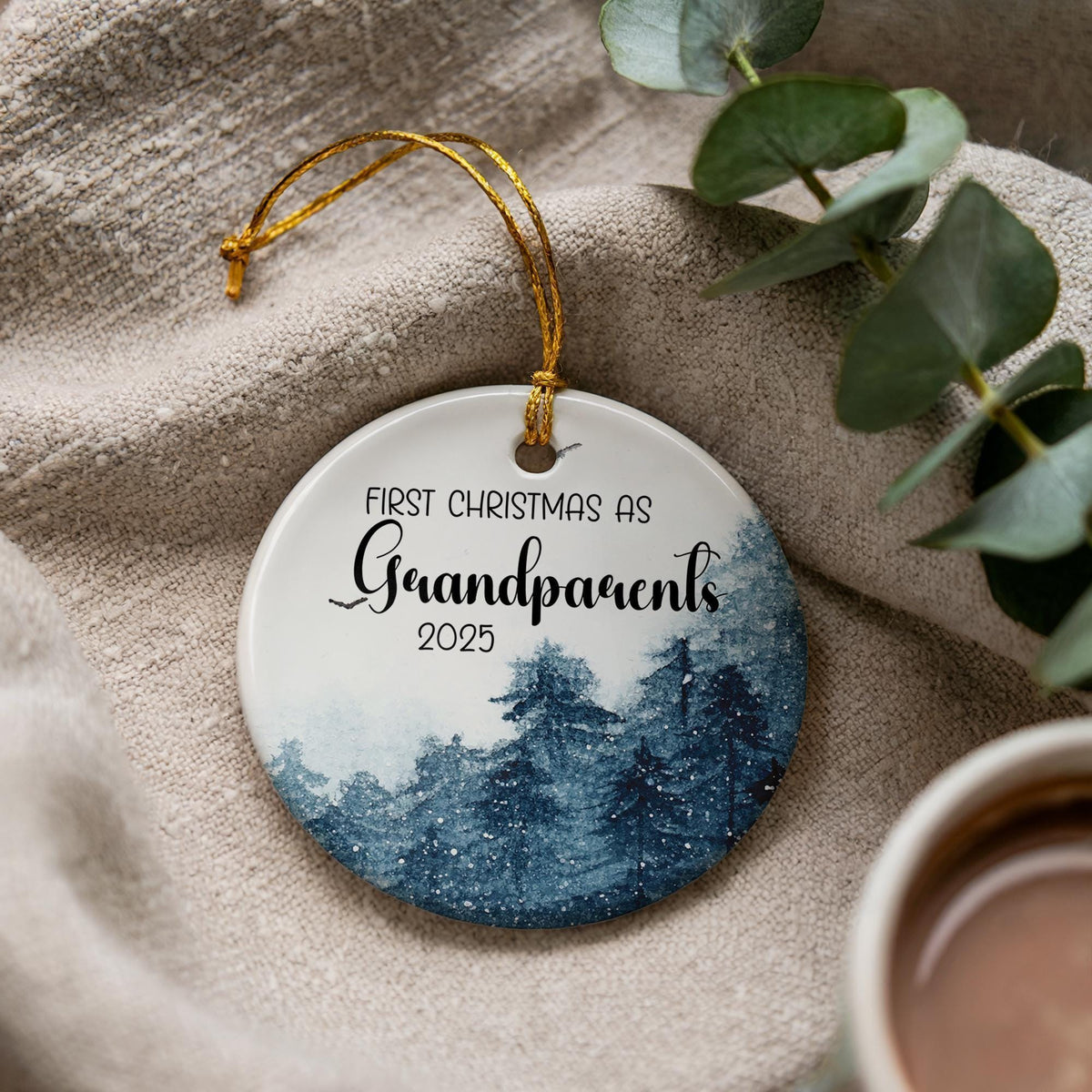 First Christmas as Grandparents Ornament, Personalized Ceramic Keepsake