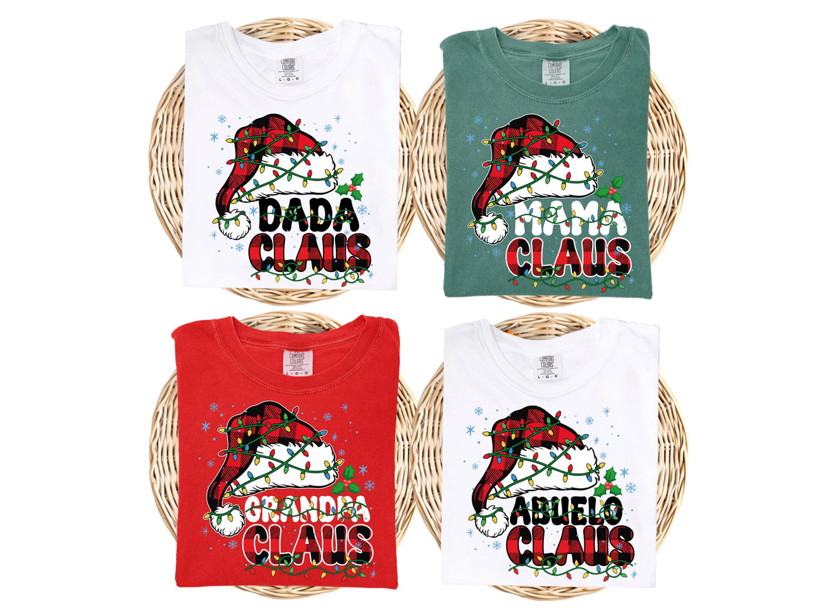 Comfort Colors® Custom Christmas Claus Shirts, Custom Family Matching Xmas Tees, Christmas Lights Shirt, Christmas Crew Long Sleeve Shirt